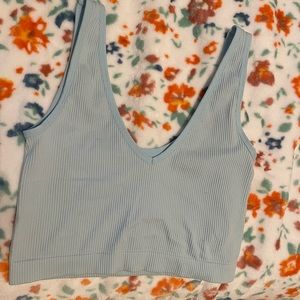 blue ribbed tank top